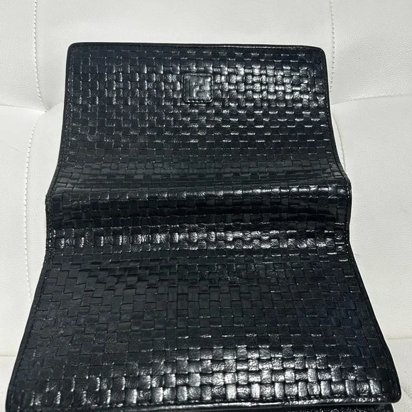 Authentic Rare FENDI Black Leather Woven Clutch Bag - Picture 10 of 17